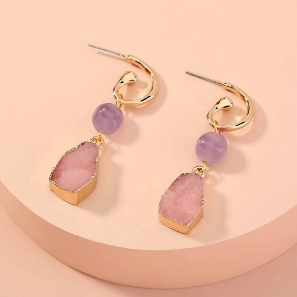 Luxe natural druzy gemstone earrings
